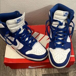 Nike Blue and White Dunk High-Top Sneakers
